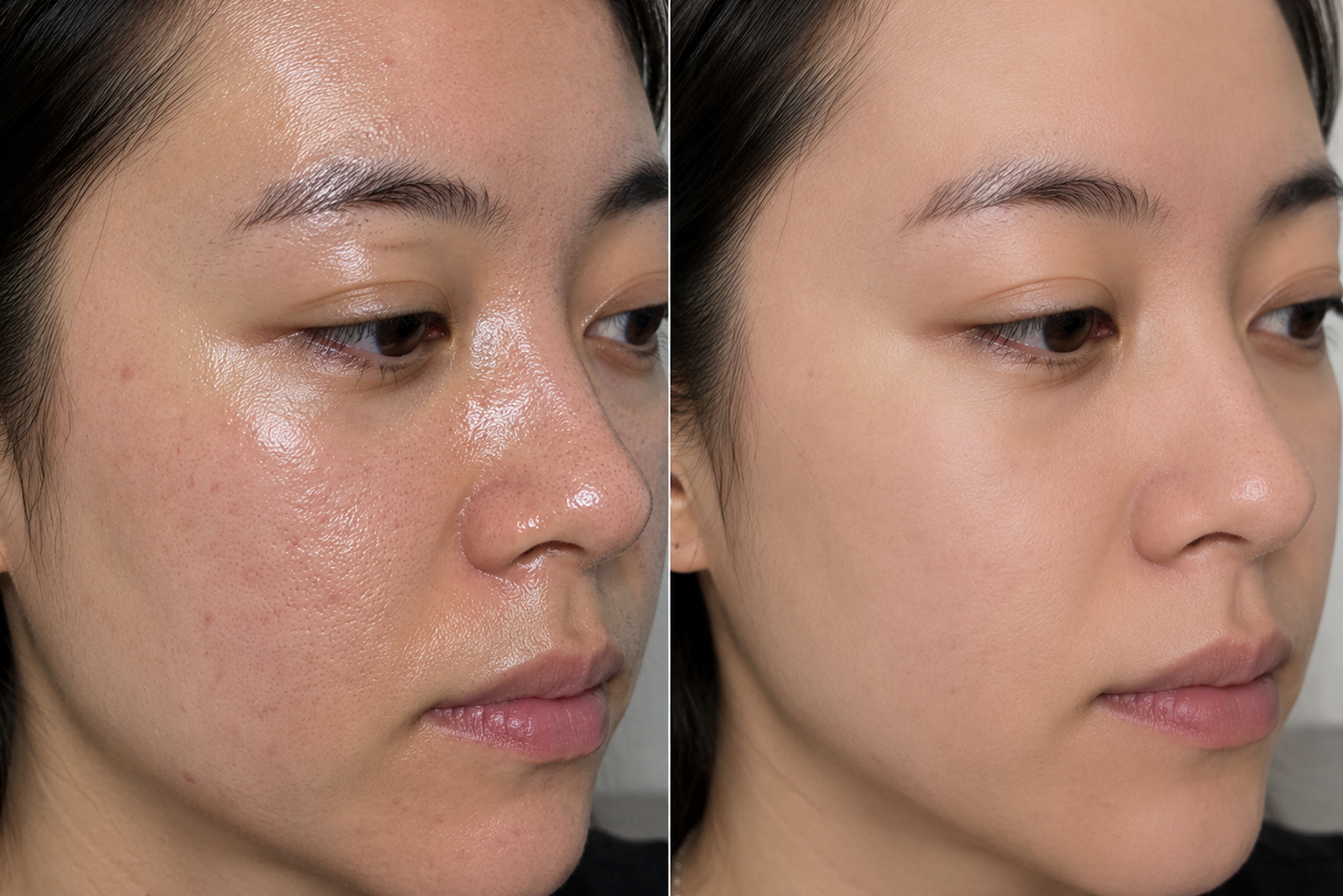Balanced, Less Shiny Skin